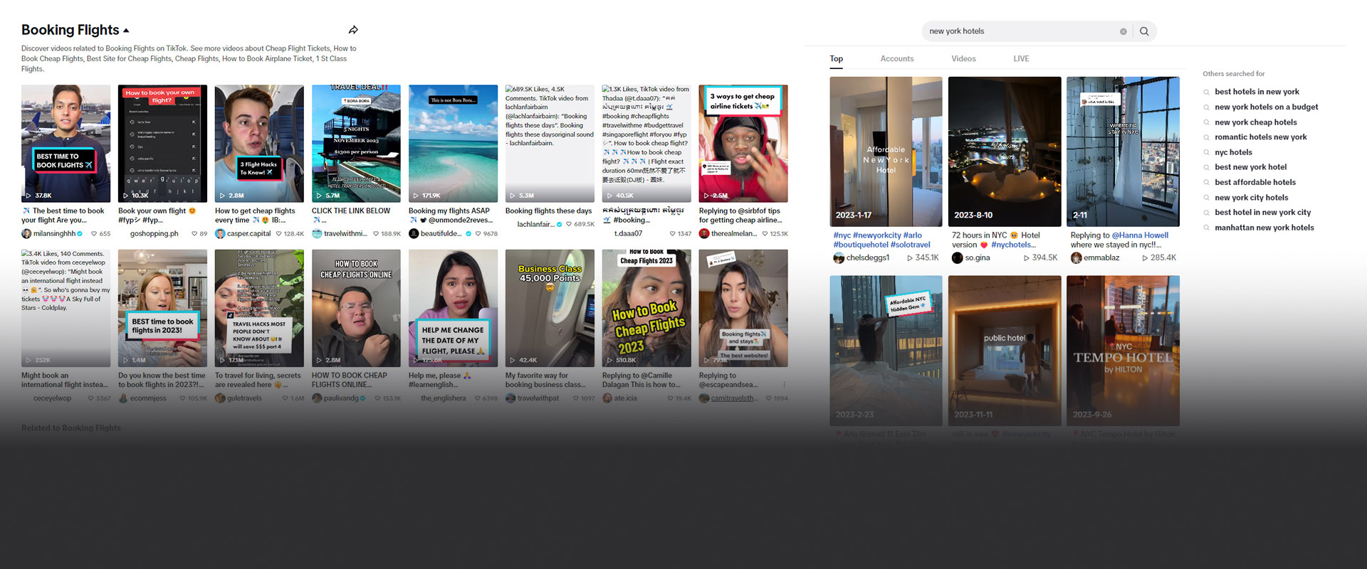 TikTok for travel search